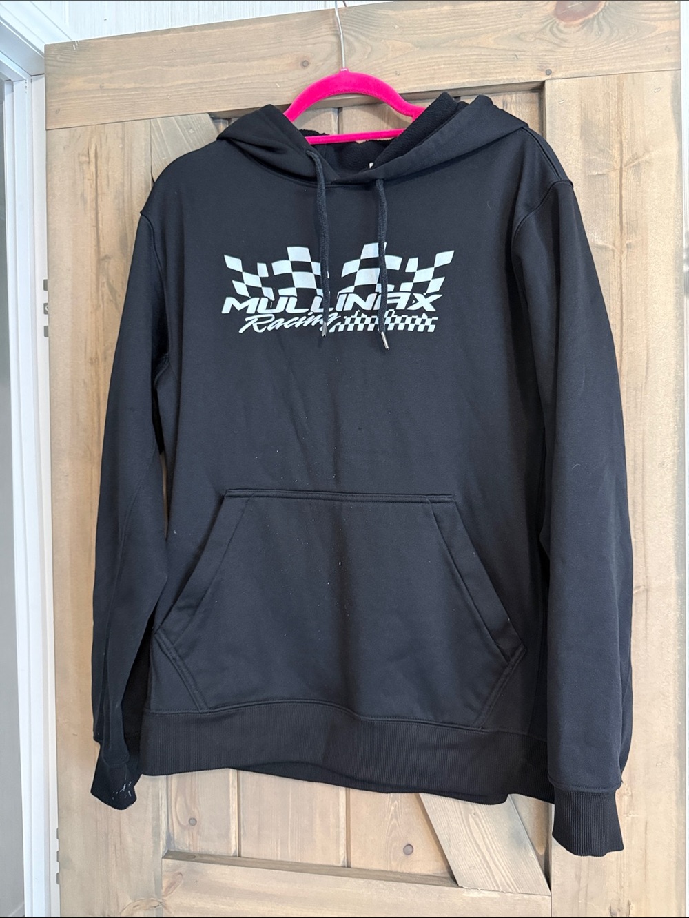 Men's Black Racing Graphic Hoodie with Front Pocket